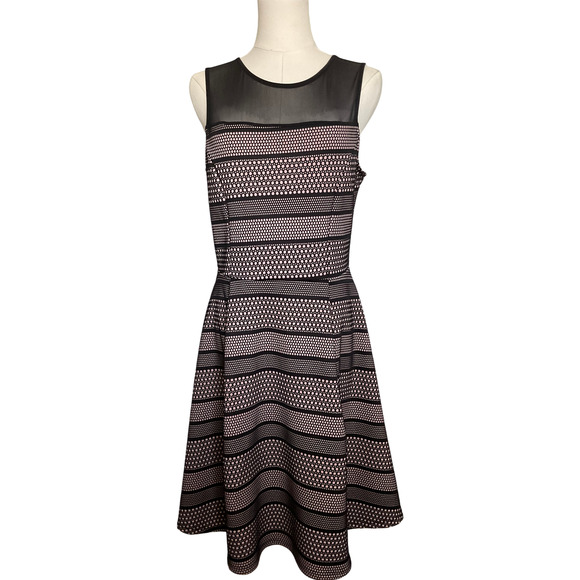 Papermoon Womens Medium Black Pink Dress Striped Pattern Sleeveless Casual Party - Picture 1 of 11